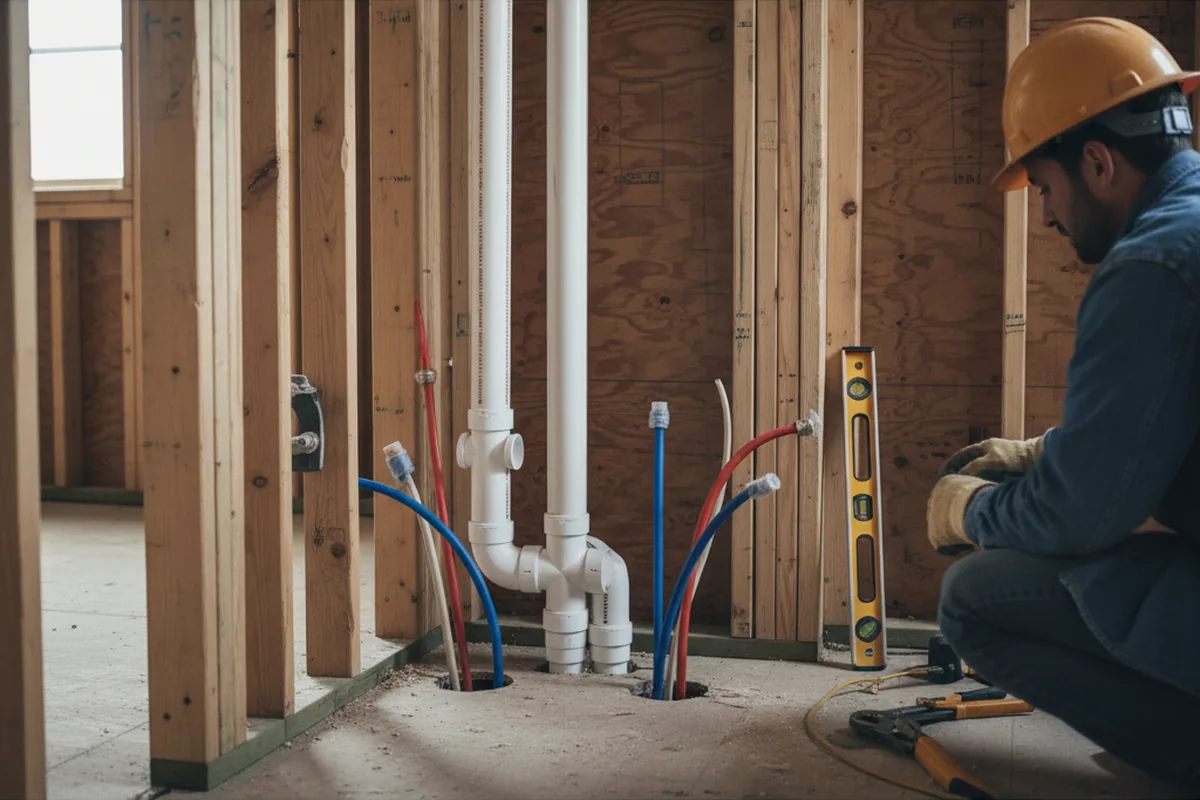 Drain and supply rough-in during Leak Detection in Cedar Lake